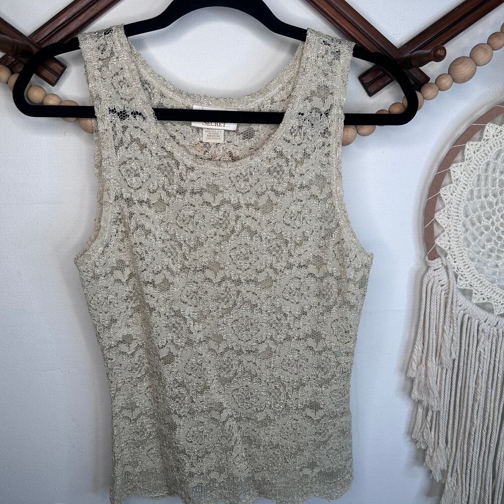 Vintage Victoria's Secret Gold Label Lace Sheer Tank